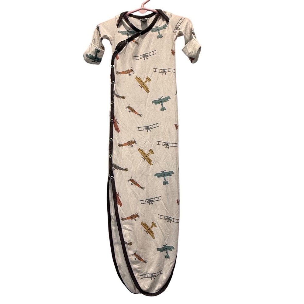Copper Pearl Maverick Airplane Knotted Gown Newborn Kimono Sleep Sack Cream